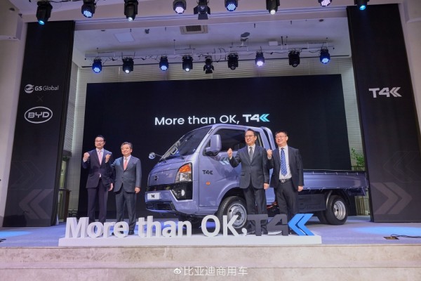 比亚迪纯电1t卡车T4K在韩国上市